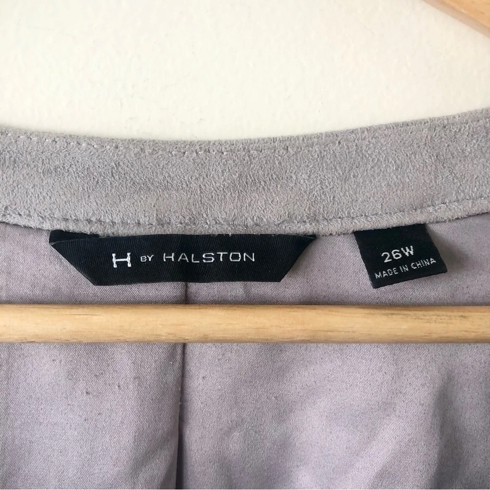 H by Halston Faux Suede Zip Up Duster Style Jacket With Tie Waist Size 26W